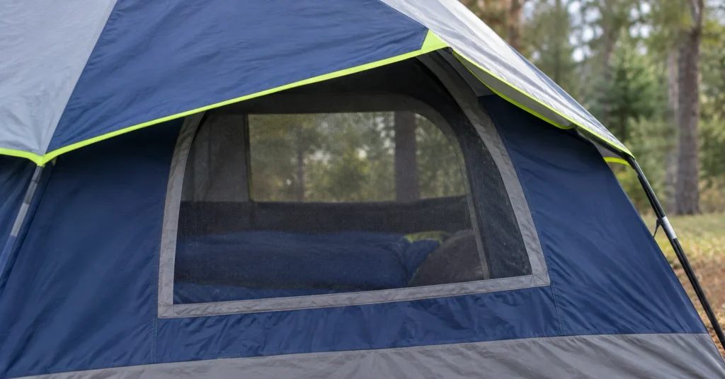 Coleman Sundome 4-person tent window with rainfly awning