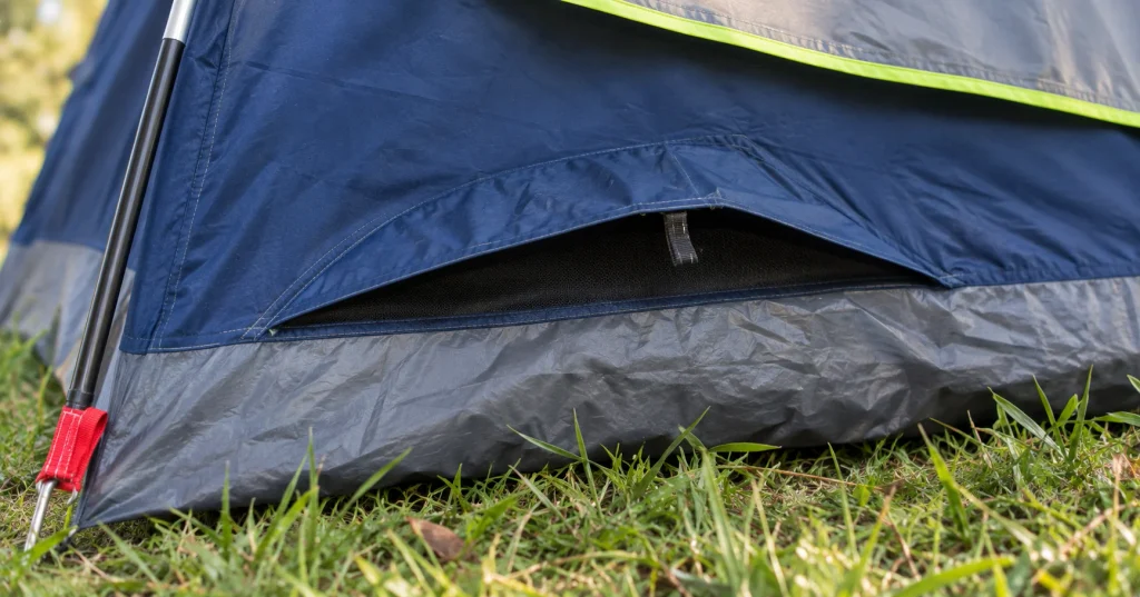 Coleman Sundome 4-person tent ground vent near the base