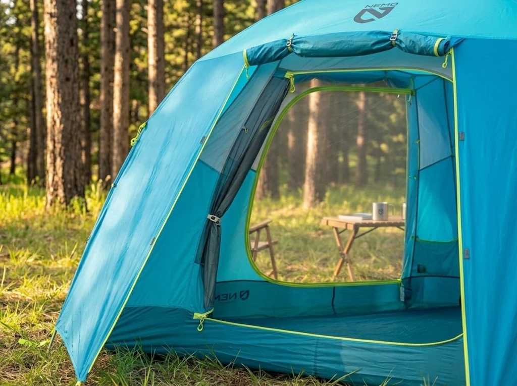 NEMO Aurora Highrise 4P large front door open with stash pocket