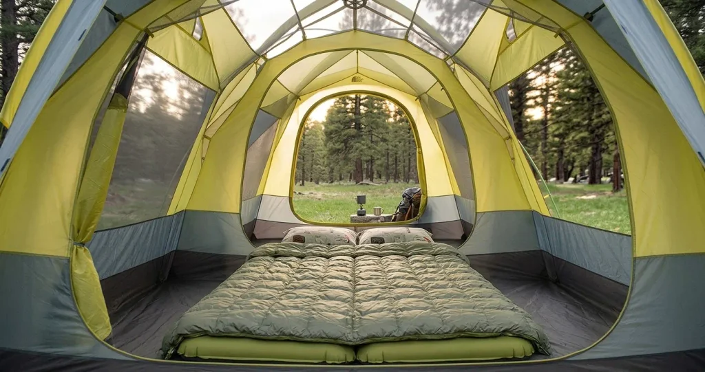 Interior of North Face Wawona 4 showing sleeping capacity for two adults