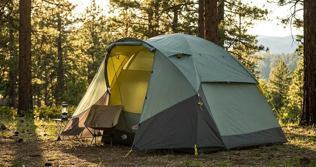 The North Face Wawona 4 family tents pitched at a campsite