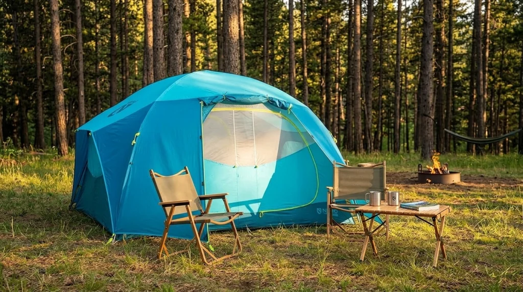 NEMO Aurora Highrise 4P family tent pitched at a campsite